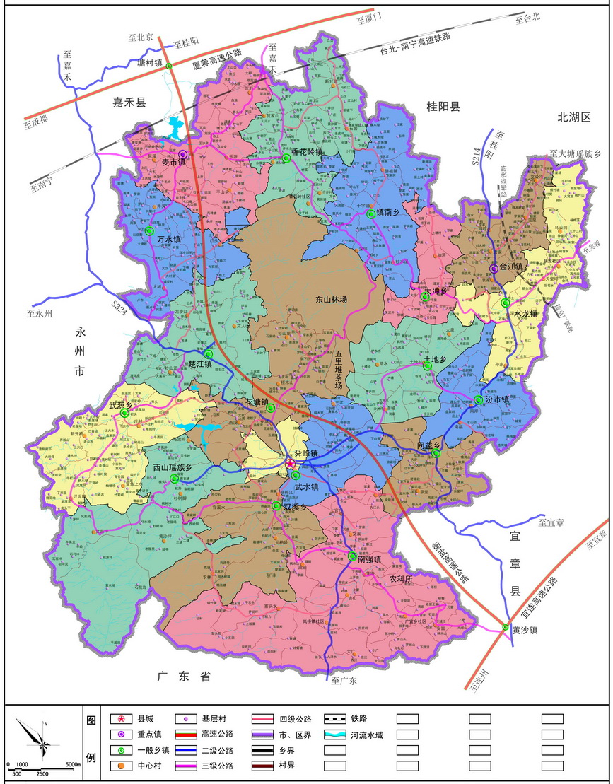 郴州市临武县区划图(有村界)